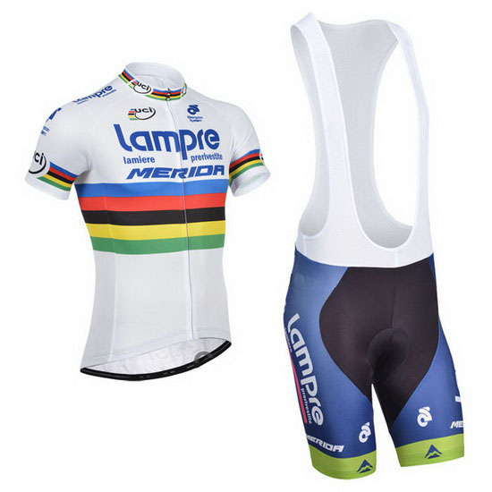 2014 Maillot Lampre Tirantes Mangas Cortas Blanco